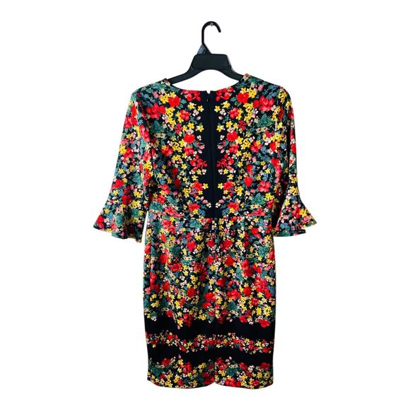 Liz Claiborne Womens 3/4 Flutter Sleeve Floral Multicolor Sheath Knee Dress 10 - Picture 2 of 9